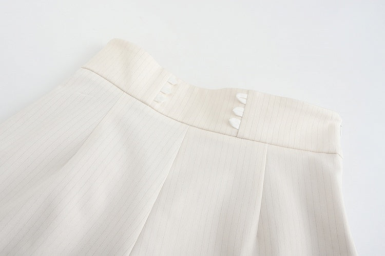 White Ouji Heart Buttons with Fabric Lolita Golden Striped Shorts