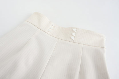 White Ouji Heart Buttons with Fabric Lolita Golden Striped Shorts