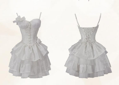 ホワイトロゼットブローチボーンコルセットトップ