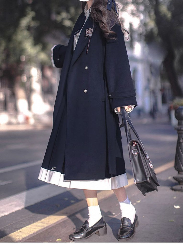 Coat V-neck Pea Dark Blue