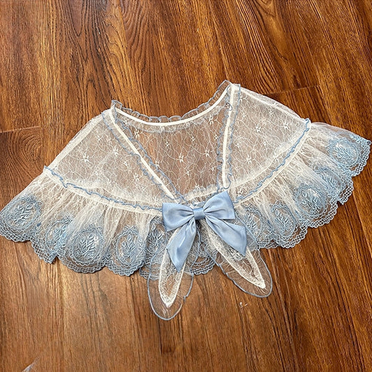 Hemline Tulip / Shawl Blue Gold Black Embroidery Pink