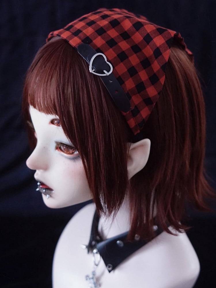 Scarf Pattern Handmade And Plaid Red Triangle KC Black