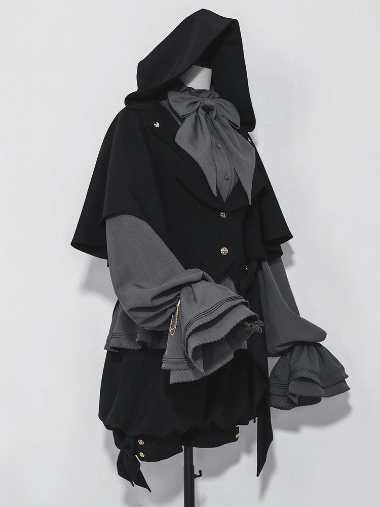Ohren Schwarze Hasenjacke Ouji Kapuze Übergroß mit Mode