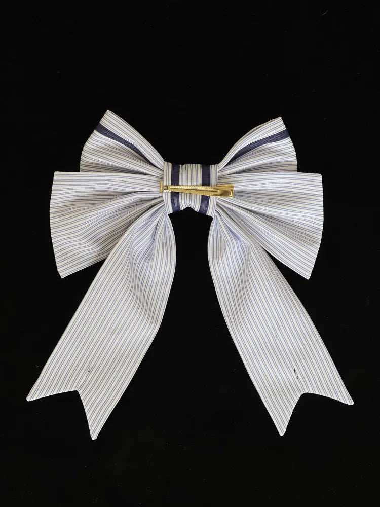 Big / Hairclip White Bowknot Dark Blue