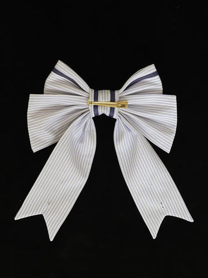 Big / Hairclip White Bowknot Dark Blue