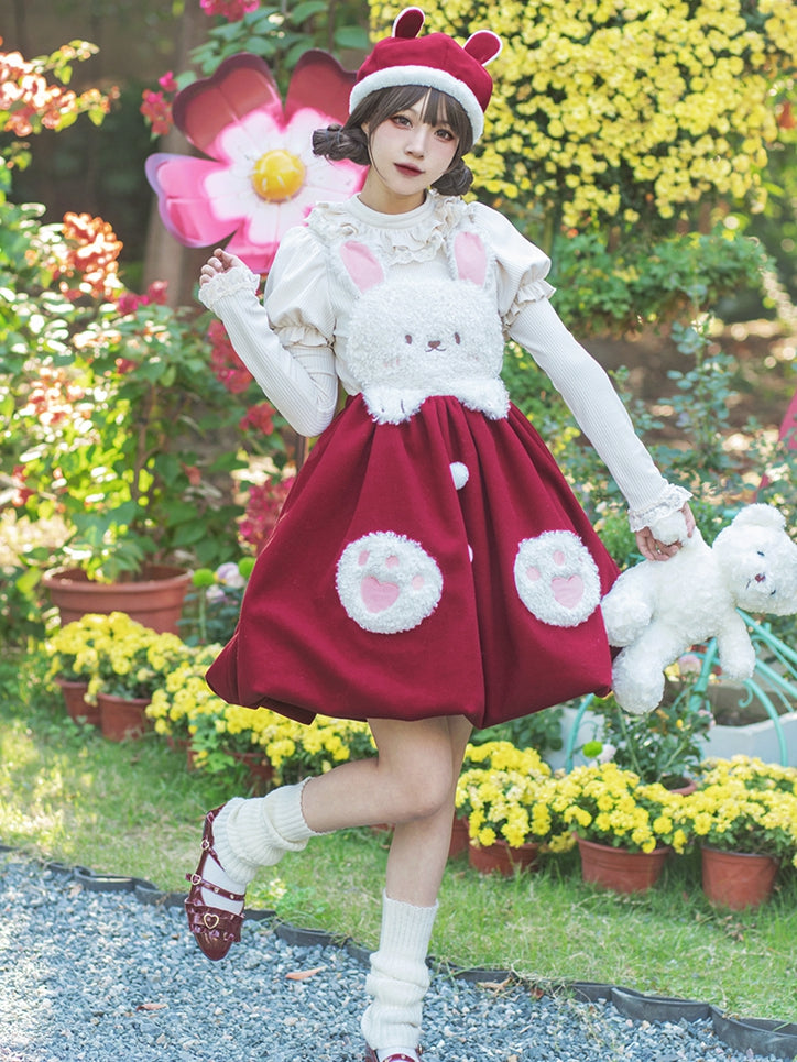 Bust S Trim White Clearance-Size Round Ruffle Neck Autumn Knitted for 90CM Souffle Top