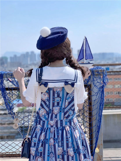 Dog's Detail Bowknot Pattern Dress Overall Badge Glory Dog