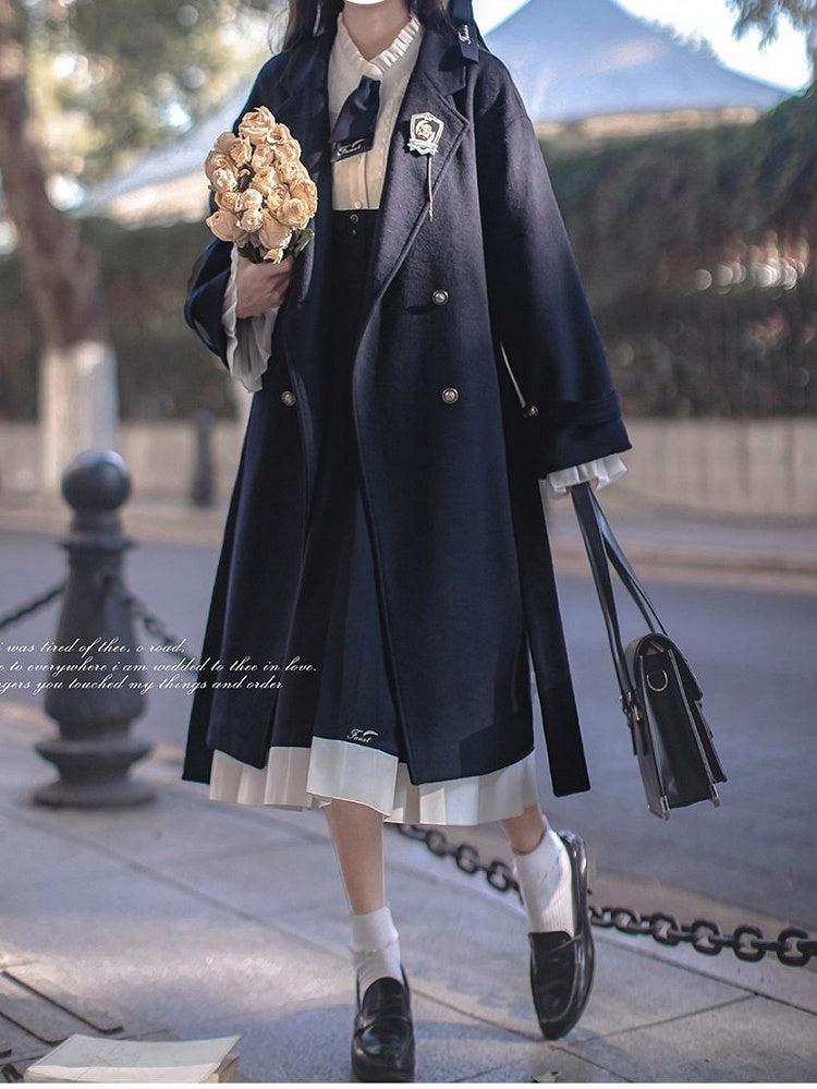 Coat V-neck Pea Dark Blue