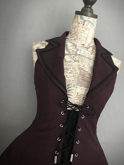 Plus Size Friendly - Dunkelroter Neckholder-Blazer mit Kragen und Pulloverrock