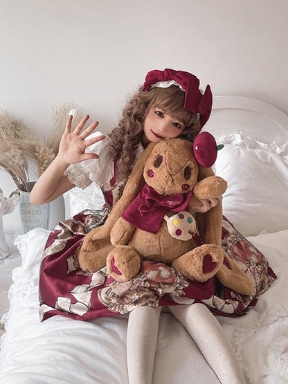 Apple Pie Little Painter Plüschhasentasche, Braun und Rot