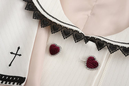 Lolita Split-Tail Ouji Cape Coat White Bunny-Ear Detachable with Aristocrat