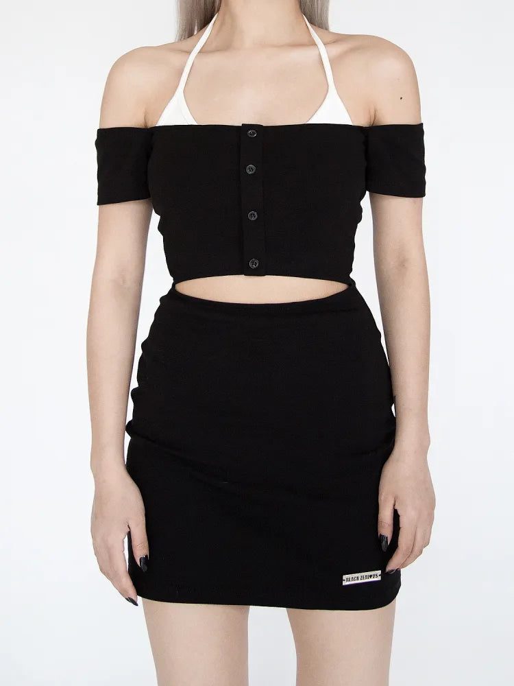 S Taille Kleid Brust Neckholder Ausschnitt Schwarz Ausverkauf 67CM Größe - für