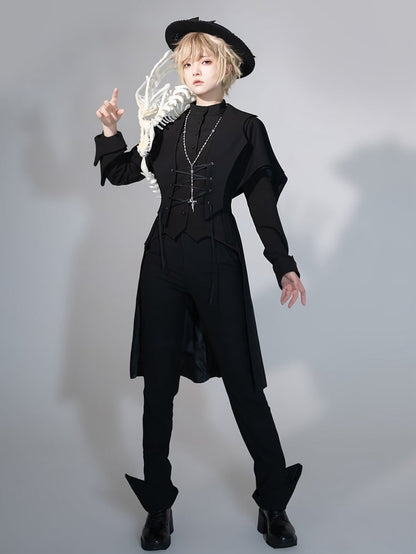 Schwarze Ouji-Hose mit geradem Bein