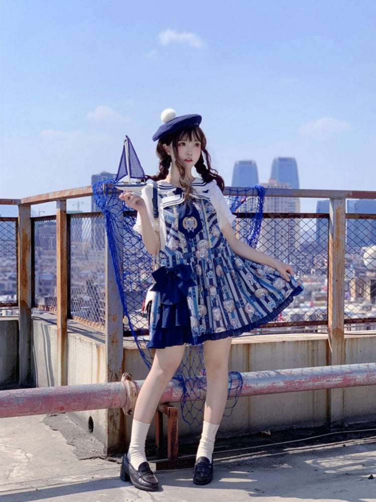 Dog's Detail Bowknot Pattern Dress Overall Badge Glory Dog