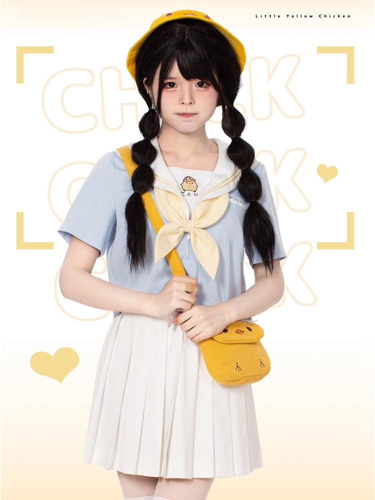 Blue Little Chicken Sailor Collar Top