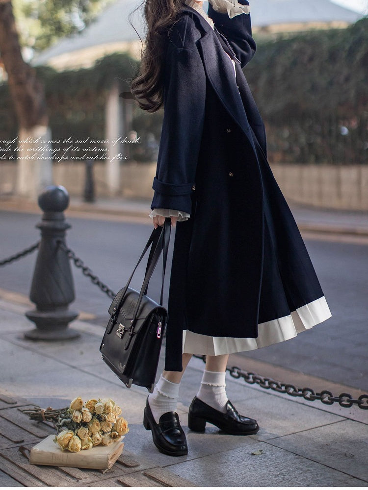 Coat V-neck Pea Dark Blue