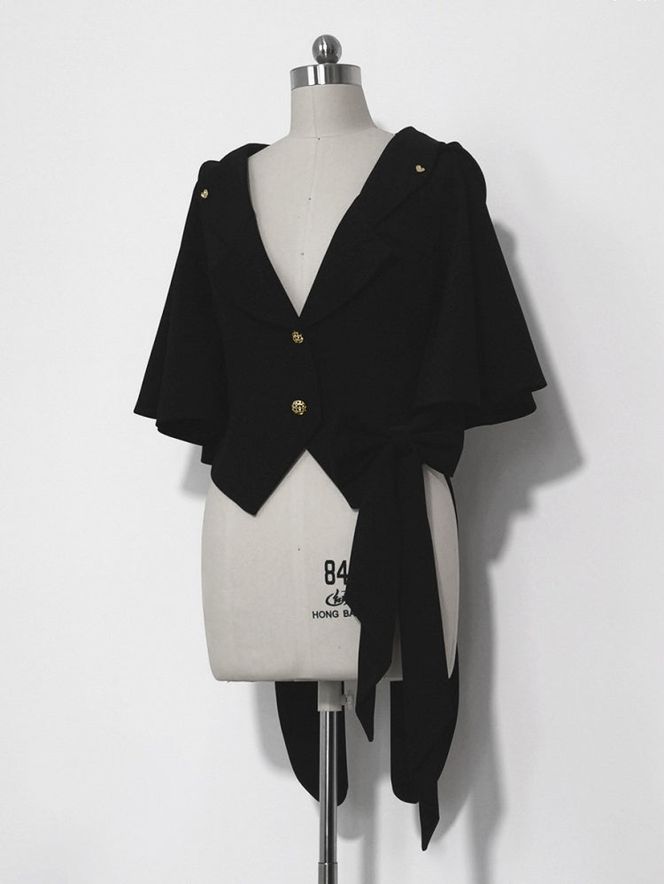 耳付きブラックバニージャケット王子フードオーバーサイズファッション