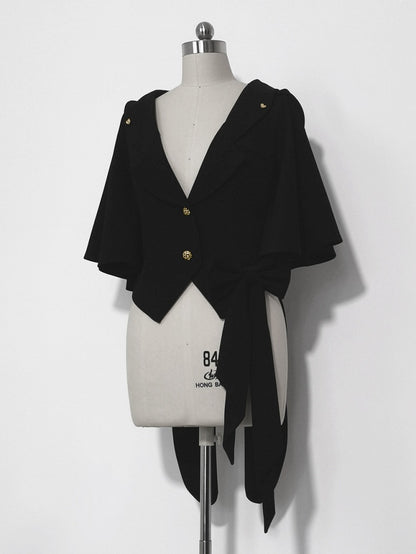 耳付きブラックバニージャケット王子フードオーバーサイズファッション