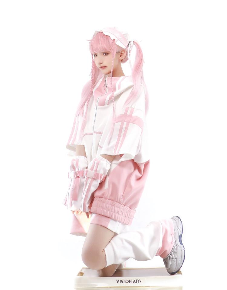 Rosa und weiße Shorts