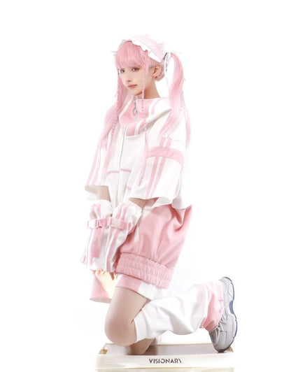 Rosa und weiße Shorts