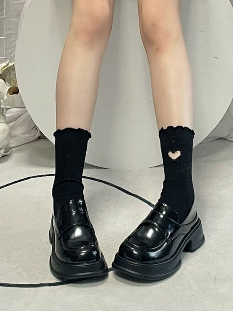Design Trim Socks Ruffle Sweetheart Cut-out