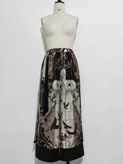 クロスパンツ カットプリント コマンドワイドレッグ ナイト