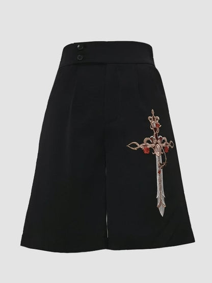 Command Night Shorts Ouji Cross Embroidery Thorn