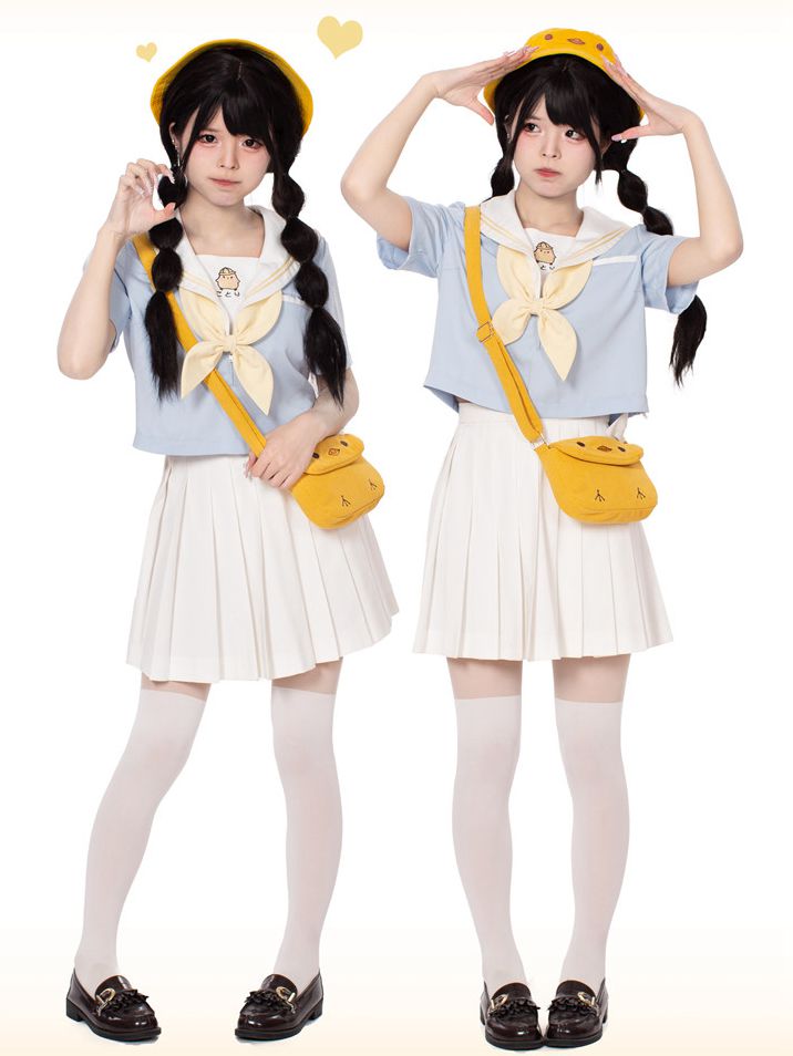 Blue Little Chicken Sailor Collar Top