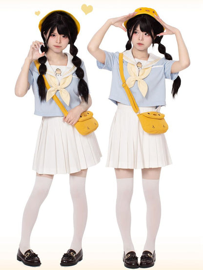 Blue Little Chicken Sailor Collar Top