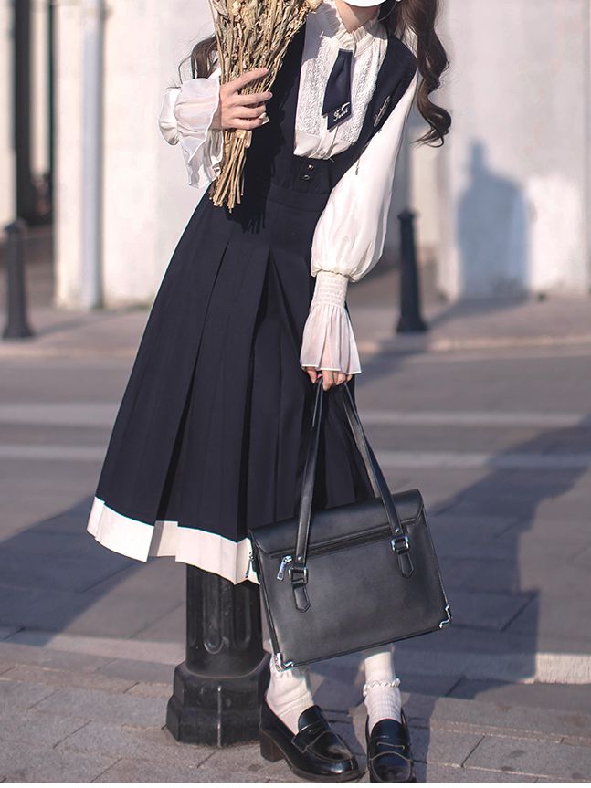 Tie Blue Letters Embroidery Dark