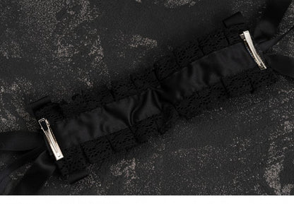 Black Lace-up Handmade Cross Rose Details Hairband