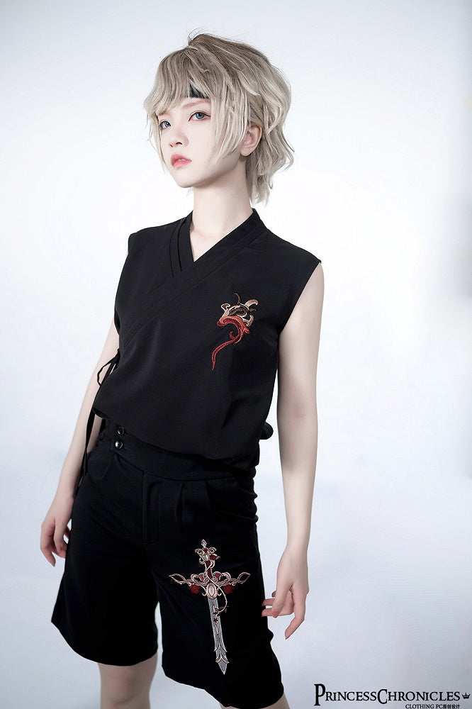 Command Night Shorts Ouji Cross Embroidery Thorn