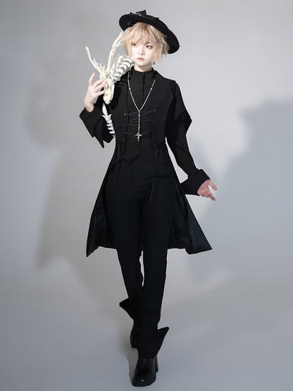 Schwarze Ouji-Hose mit geradem Bein