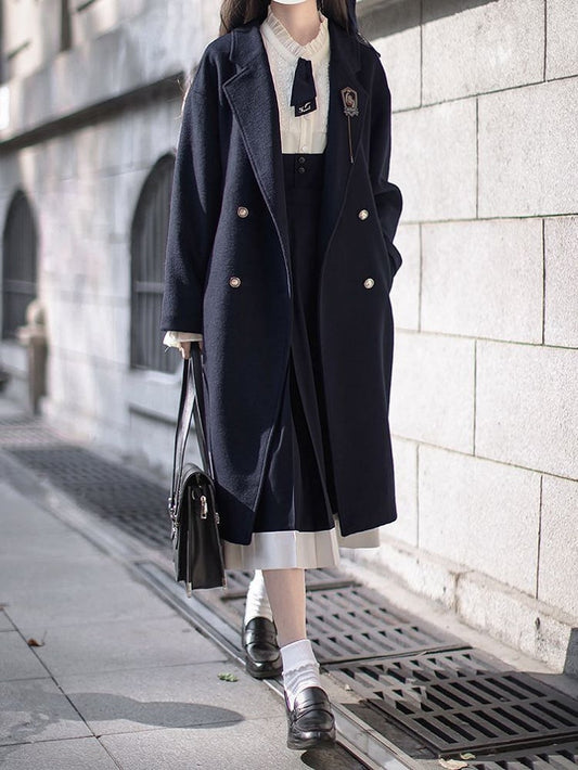 Coat V-neck Pea Dark Blue