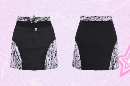 Y2Kフィットミニスカート スターバックル カットアウトウエスト