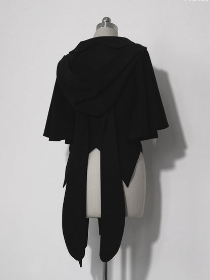 耳付きブラックバニージャケット王子フードオーバーサイズファッション