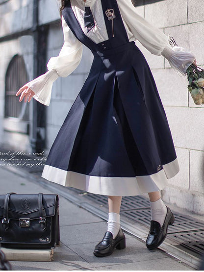 Tie Blue Letters Embroidery Dark