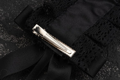 Black Lace-up Handmade Cross Rose Details Hairband