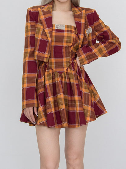 Plaid Dress Strapless Red and Yellow Girl Spice Campus
