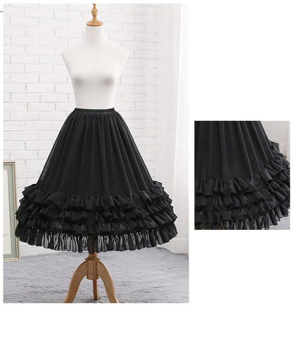 Hemline Fishbone Structured Ruffles Long Black - Petticoat Clearance