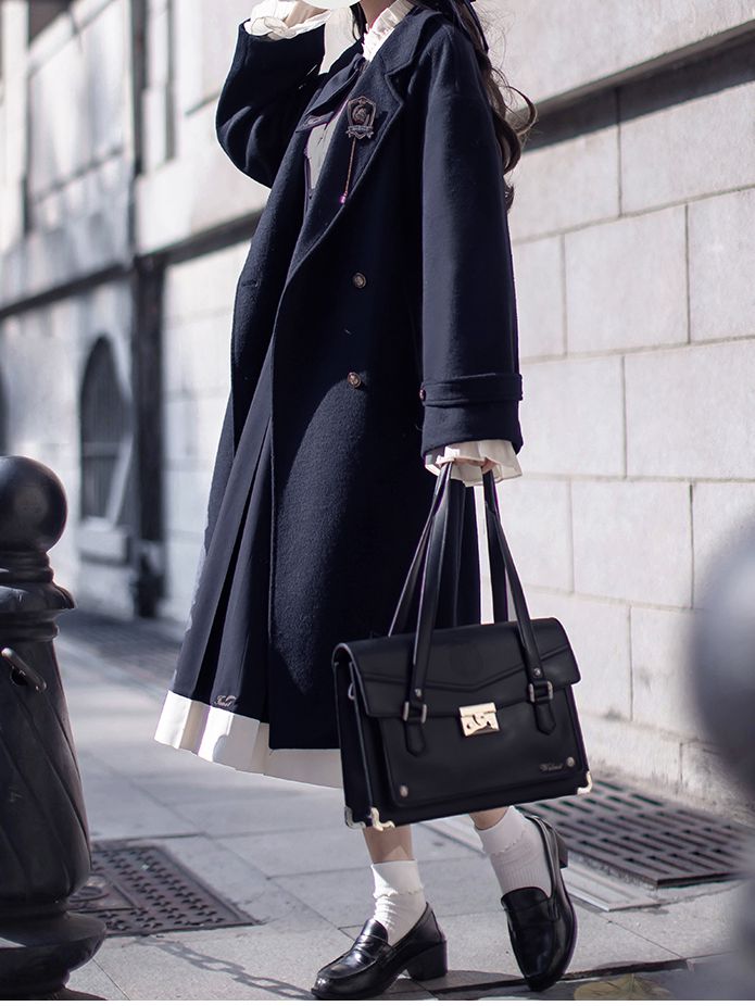 Coat V-neck Pea Dark Blue