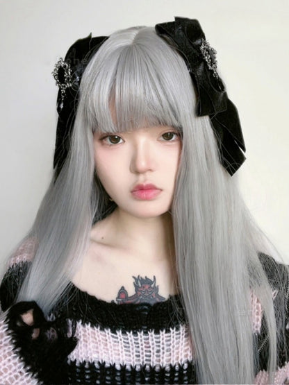 Schwarze Haarspange mit Strasssteinen und Schleife