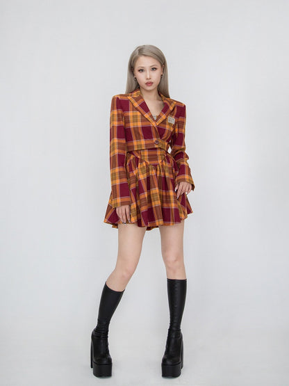 Plaid Dress Strapless Red and Yellow Girl Spice Campus