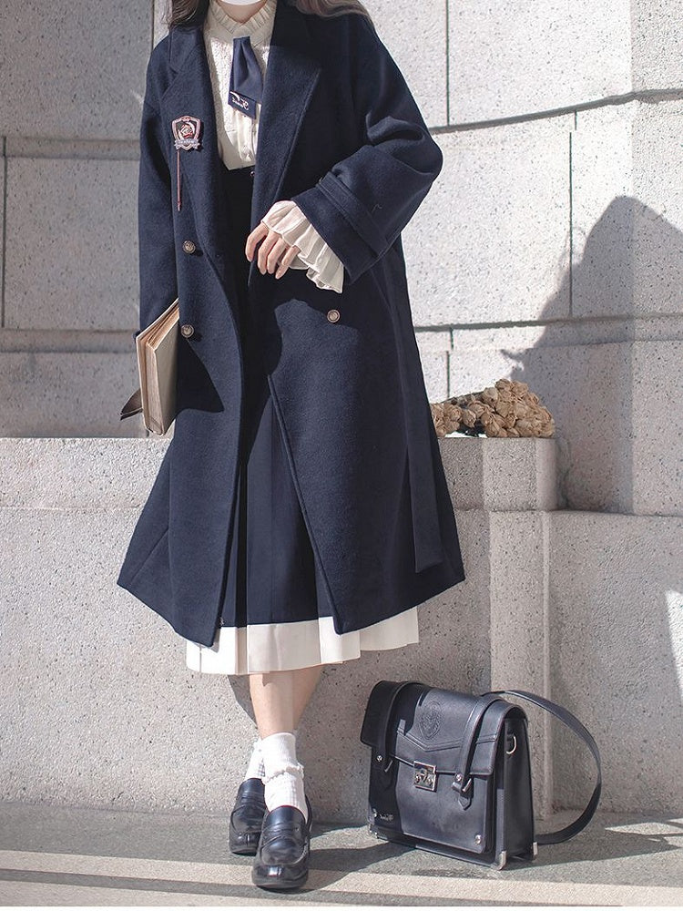 Coat V-neck Pea Dark Blue