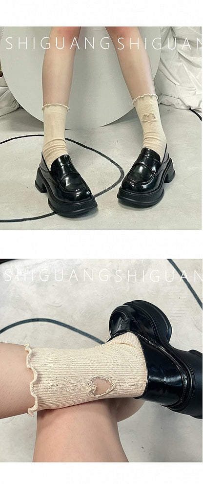 デザイントリムソックス フリル スウィートハート カットアウト