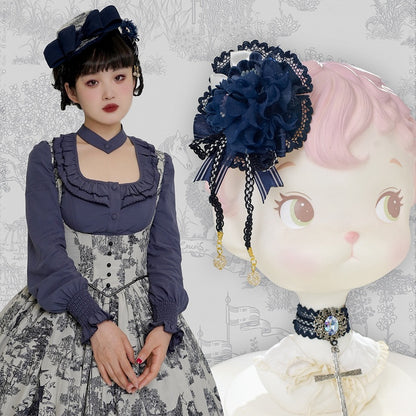 Blue/Green/Red Dark Floral Hairclip