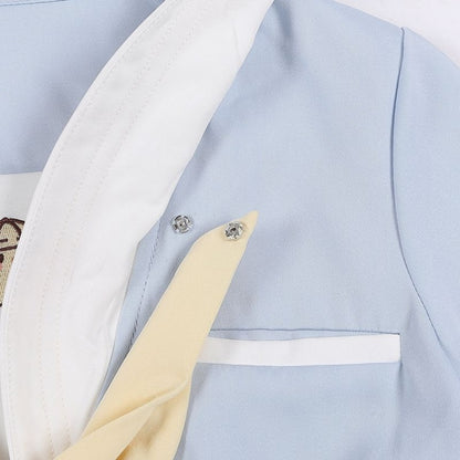 Blue Little Chicken Sailor Collar Top