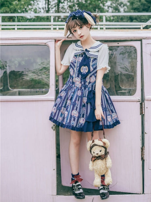 Dog's Detail Bowknot Pattern Dress Overall Badge Glory Dog