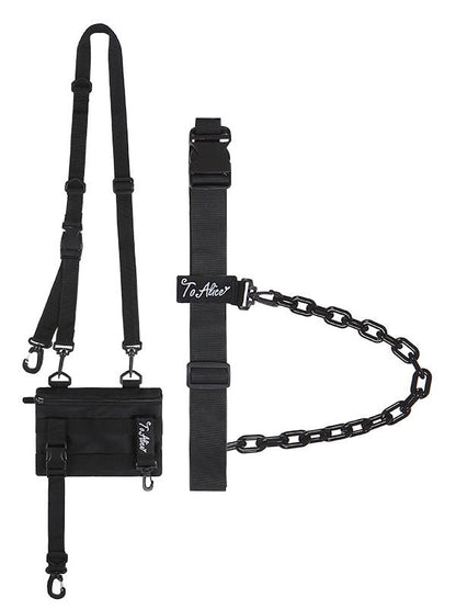 Schwarze Gürteltasche mit Kettendesign