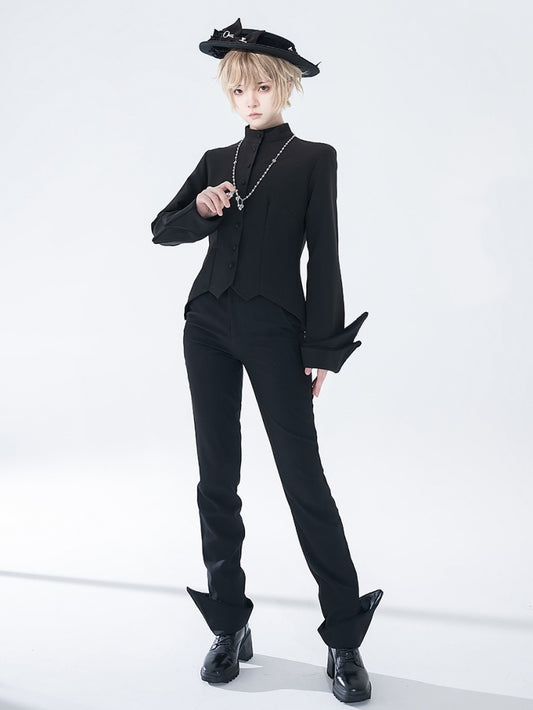 Schwarze Ouji-Hose mit geradem Bein